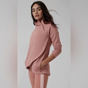 Athleta Cozy Karma Asymmetrical Pullover in Palermo Pink, Size Extra Large XL